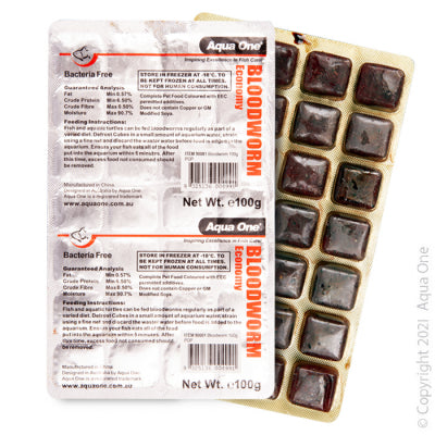 Aqua One - Frozen Blood Worms Food 100g - Pets Wonderland