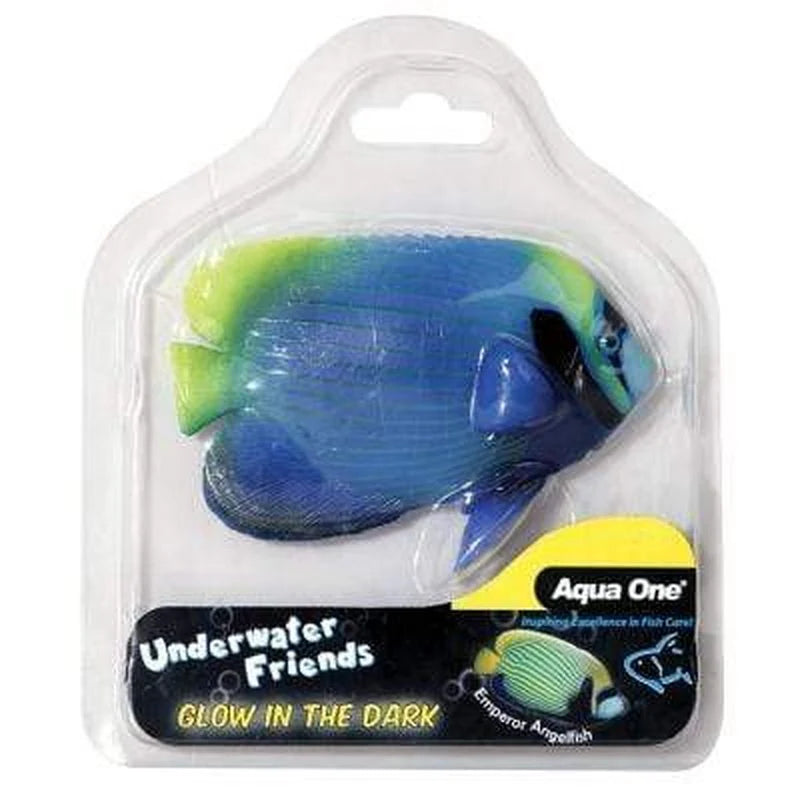 Aqua One - Ornament Underwater Friends Floating "Emperor Angelfish" Glow In The Dark - Pets Wonderland