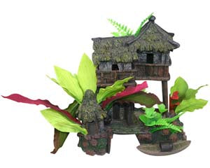 Aqua One - Ornament Jungle House With Plants - Pets Wonderland
