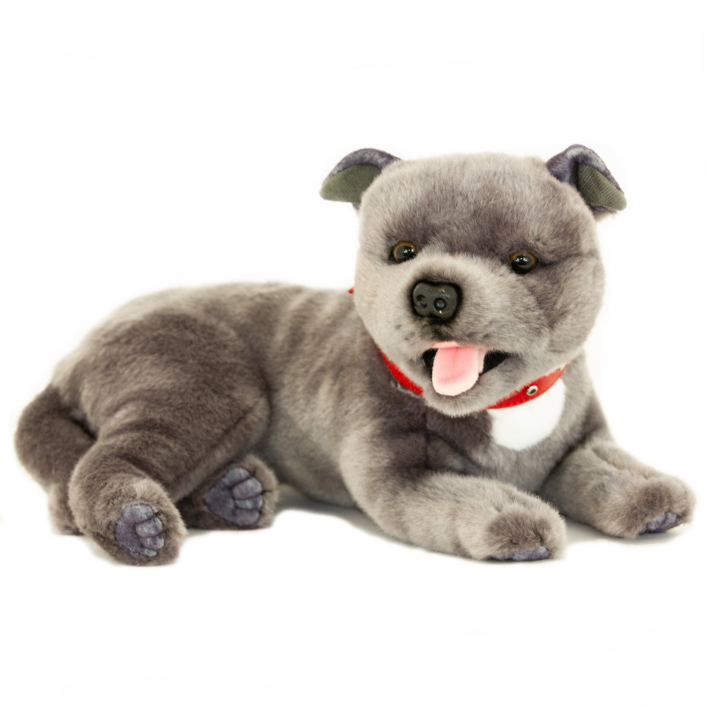 Bocchetta - Plush Toy Flint Staffy Grey Lying - Pets Wonderland