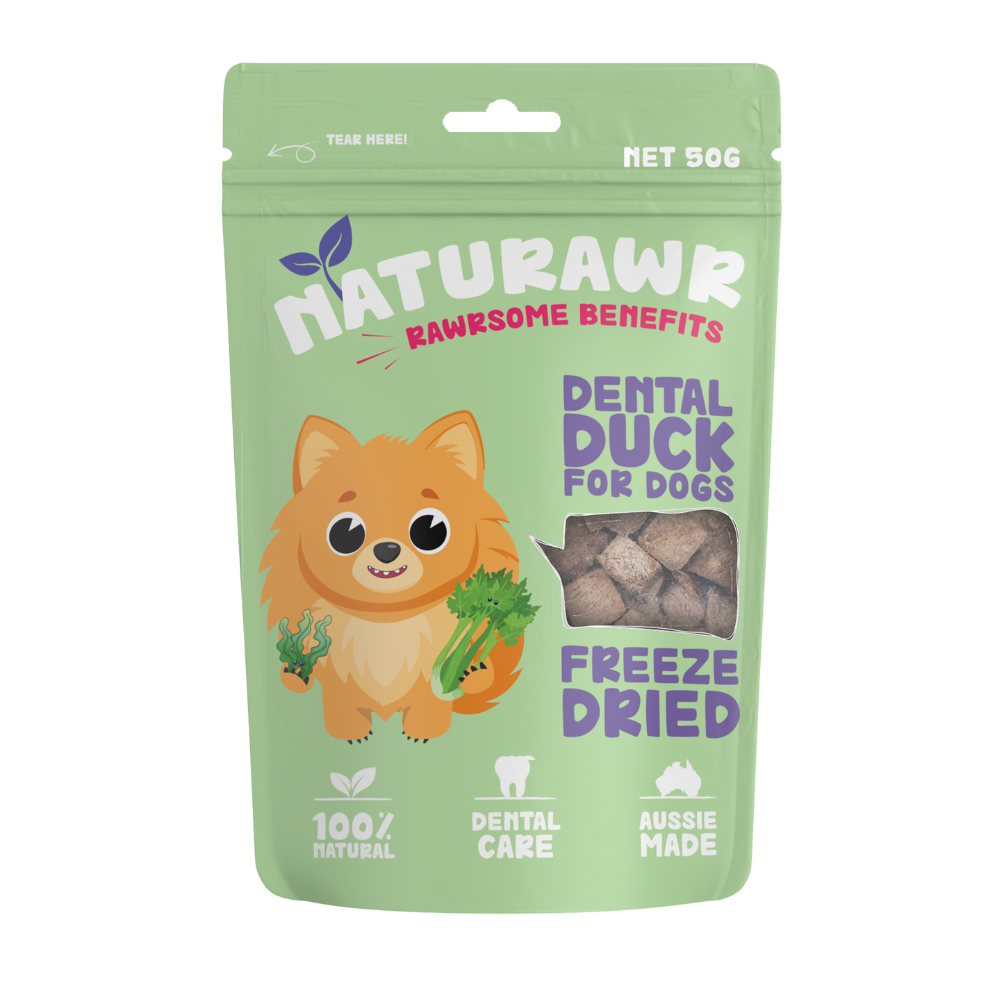 Naturawr - Freeze Drieed Dental Duck Treats 50g - Pets Wonderland