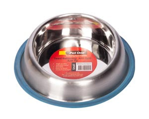 Pet One - Feed Retaining Anti-Skid & Anti-Tip Stainless Steel Bowl - Pets Wonderland