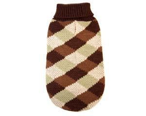 Pet One - KomfyKnit Dog Jumper Check Brown & Green - Pets Wonderland