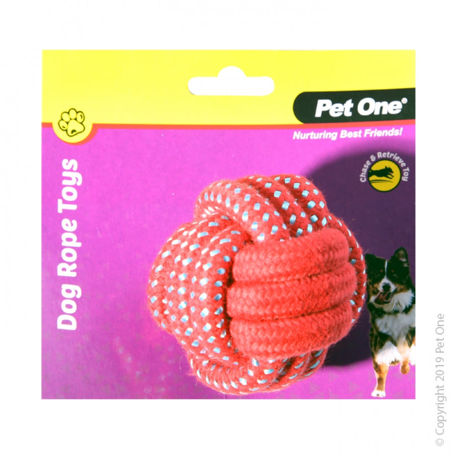 Pet One - Dog Toy Rope Ball Red & Blue - Pets Wonderland