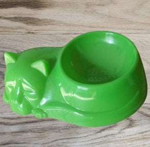 Pet Bowl - Sleeping Cat Bowl Green - Pets Wonderland