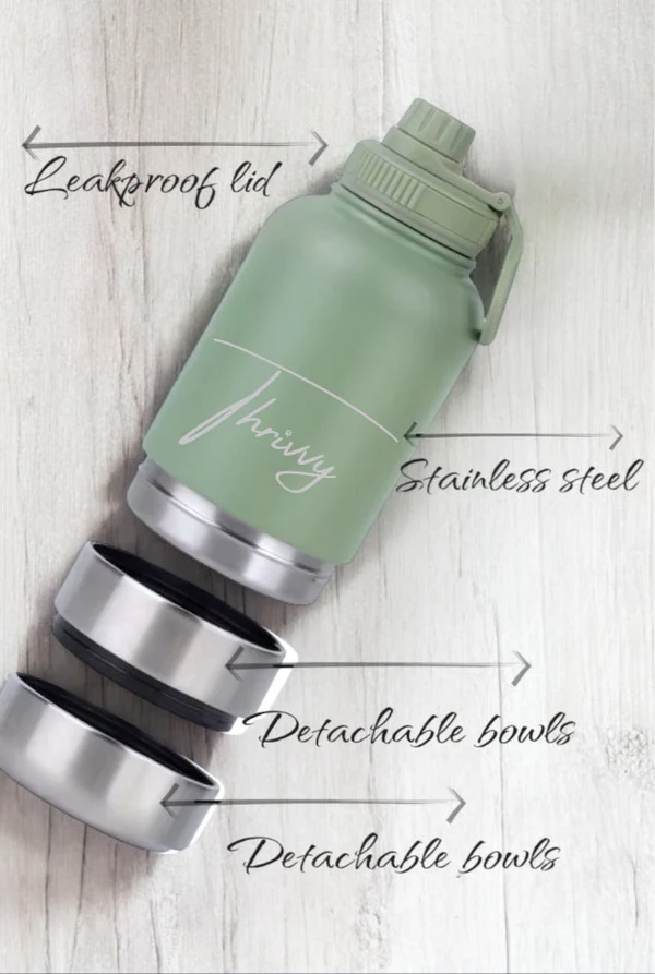 Thrivvy - 3 in 1 Companion Travel Water Bottle - Pets Wonderland