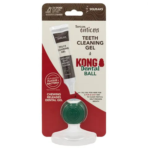 Tropiclean - Enticers Kong Dental Ball & Smoked Beef Brisket Gel - Pets Wonderland