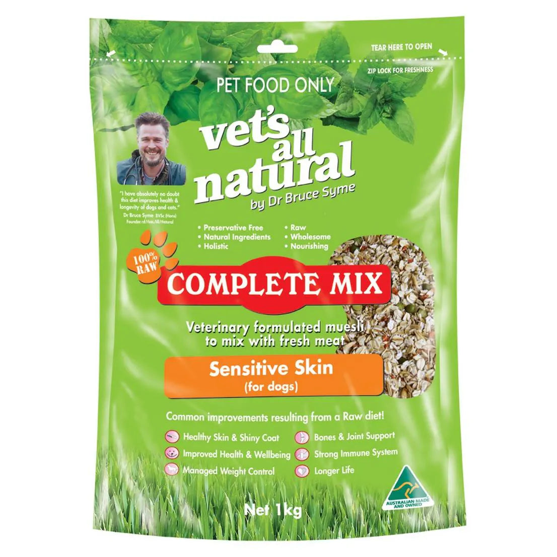 Vets All Natural - Complete Mix 1kg Senstive Skin - Pets Wonderland