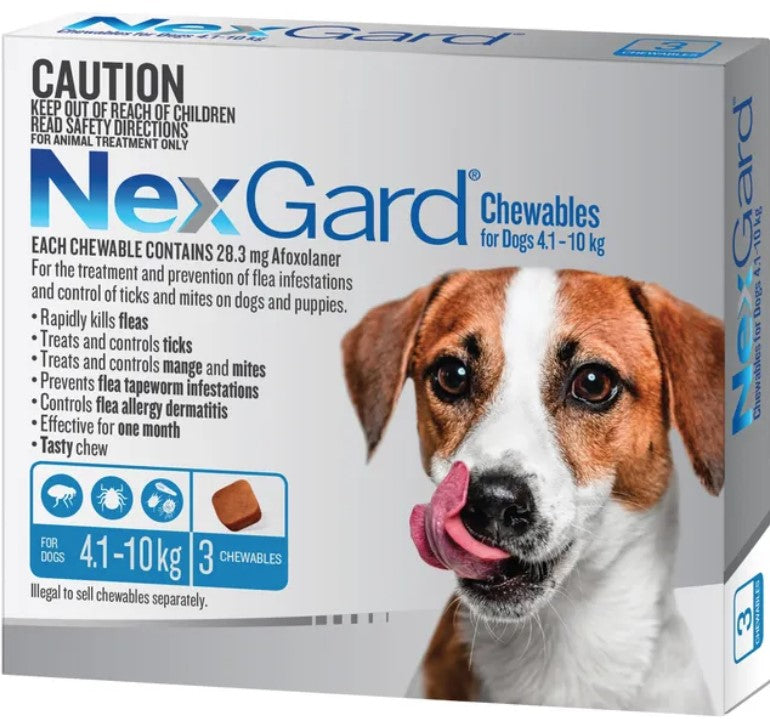NexGard - Small Dogs 4.1-10kg Flea, Tick, Lice & Mite (Blue)