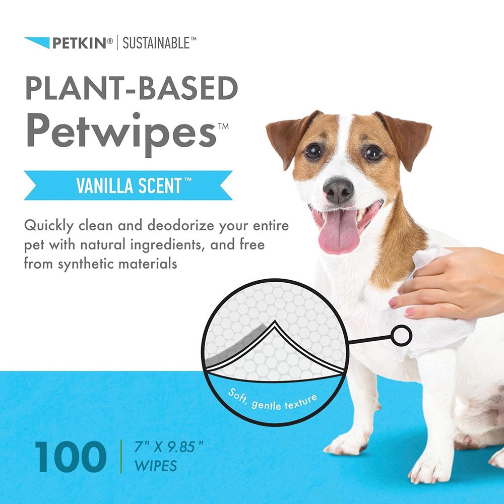 Petkin - Plant-Based Pet Wipes Vanilla Scented 100pk