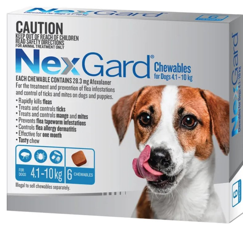 NexGard - Small Dogs 4.1-10kg Flea, Tick, Lice & Mite (Blue)