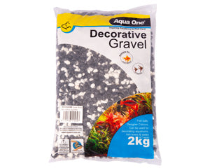 Aqua One - Black & White Gravel 2kg - Pets Wonderland