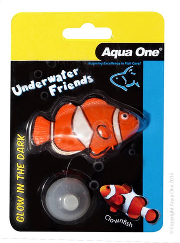 Aqua One - Ornament Underwater Friends Floating "Clownfish" Glow In The Dark