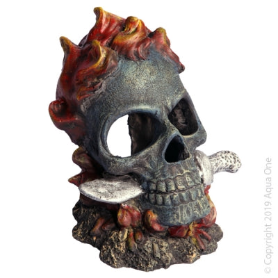 Aqua One - Ornament Skull With Fire & Knife