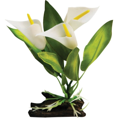 Aqua One - Plastic Plant Calla Lily With Log Base