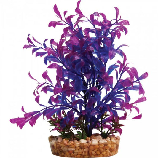 Aqua One - Plastic Plant Purple Hygrophila With Gravel Base Large