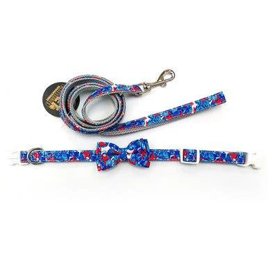 Pet Accessories - Blue Starfish Collar W/ Bowtie Lead Set Small