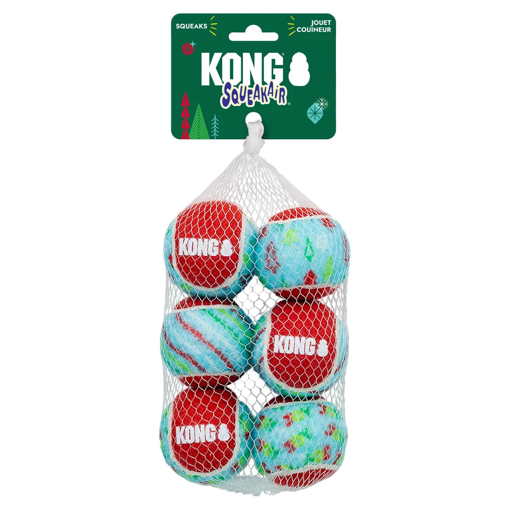 KONG -  Holiday Squeakair Tennis Ball 6PK - Pets Wonderland