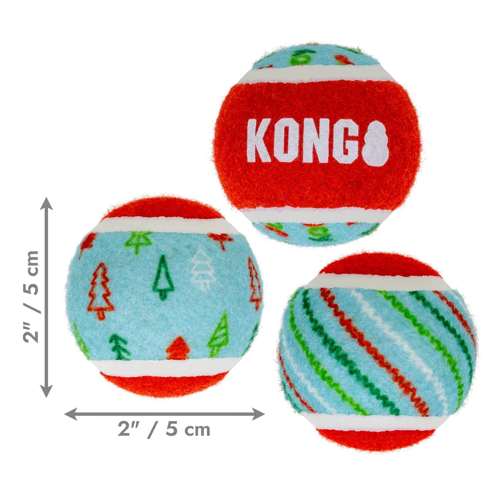 KONG -  Holiday Squeakair Tennis Ball 6PK - Pets Wonderland
