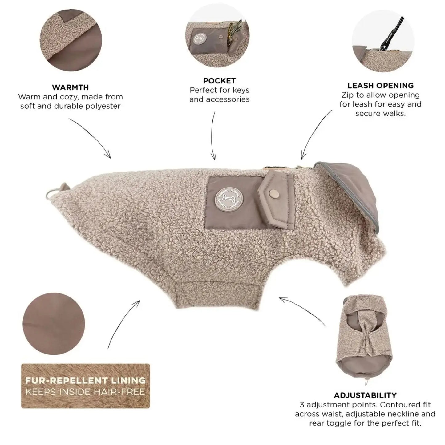 Huskimo - Boucle Dog Coat Oatmeal