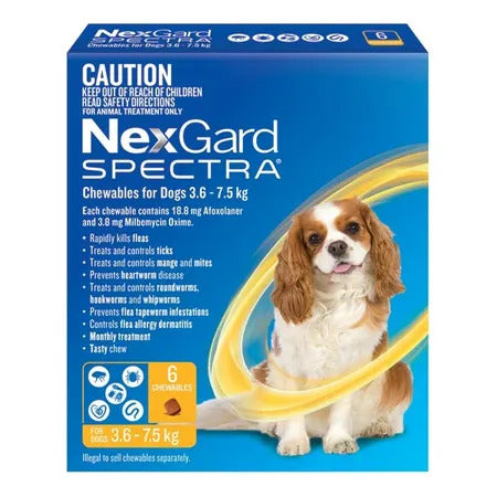 Nexgard Spectra - 3.6-7.5Kg (Yellow)