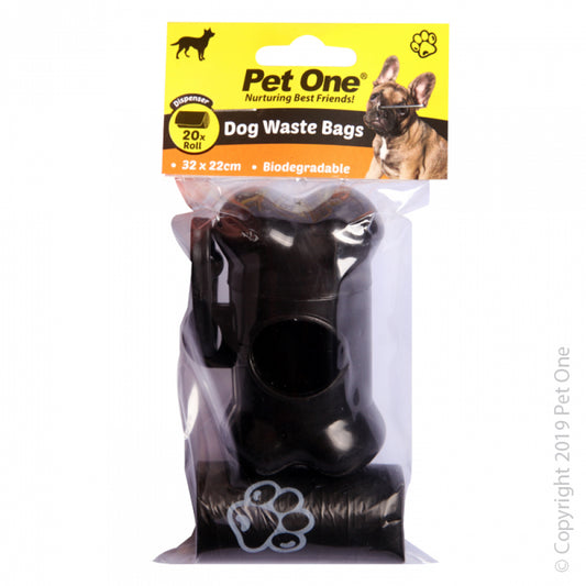 Pet One - Doggy Waste Bags & Mixed Colour Dispenser - Pets Wonderland