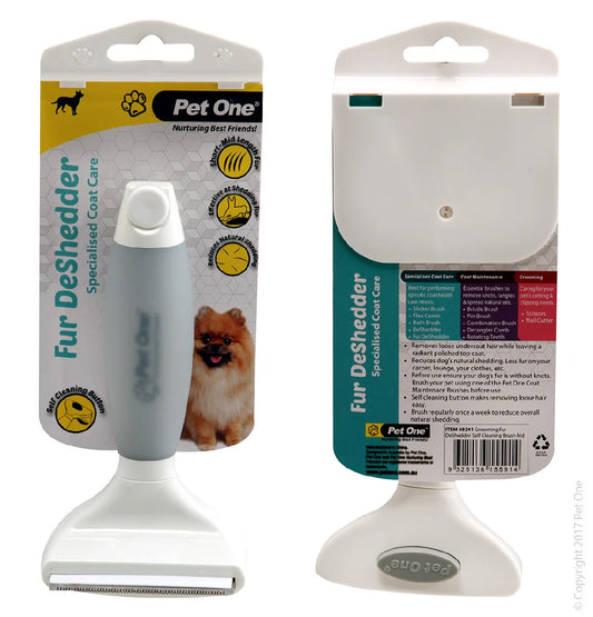 Pet One - Fur DeShedder Brush Self Cleaning Medium - Pets Wonderland
