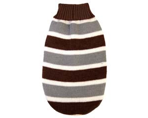 Pet One - KomfyKnit Dog Jumper Striped 45cm Brown - Pets Wonderland
