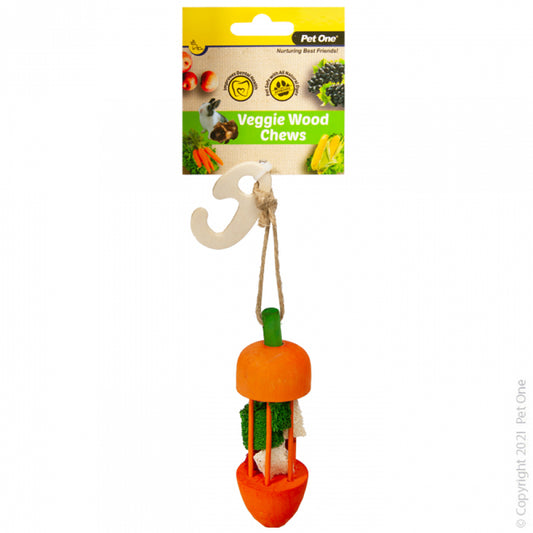 Pet One - Small Animal Veggie Wood Carrot Carousel Orange - Pets Wonderland