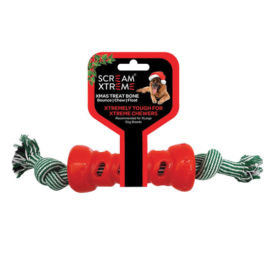 Scream - Xmas Treat Bone Red W/ Rope XL - Pets Wonderland