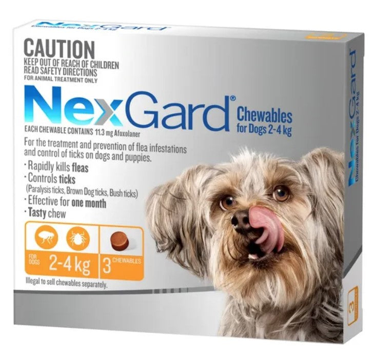 NexGard - Very Small Dogs 2-4kg Flea, Tick, Lice & Mite (Orange)