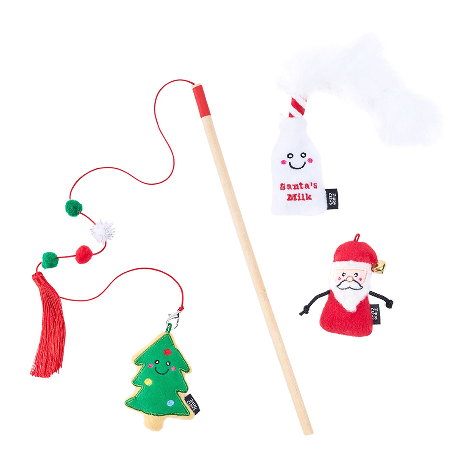 Zippy Claws - Holiday Zippystick Santa w/ Cookies & Milk - Pets Wonderland