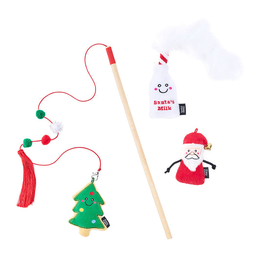 Zippy Claws - Holiday Zippystick Santa w/ Cookies & Milk - Pets Wonderland