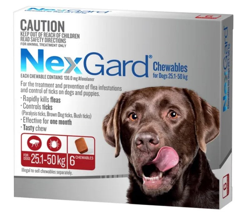 NexGard - Large Dogs 25.1-50kg Flea, Tick, Lice & Mite (Red)